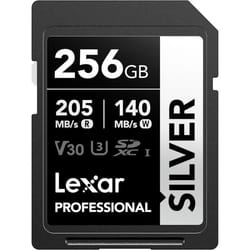 Carte SDXC - LEXAR - Silver - 256Go - Vitesse de lecture 205 Mo/s - Vitesse décriture 140 Mo/s