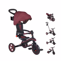 Globber - Tricycle EXPLORER 4-en-1 Évolutif & Pliable - Rouge Bordeaux