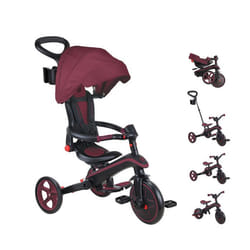 Globber - Tricycle EXPLORER 4-en-1 Évolutif & Pliable - Rouge Bordeaux