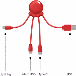 Xoopar XOOPAROCTOBDRED câble de téléphone portable Rouge
