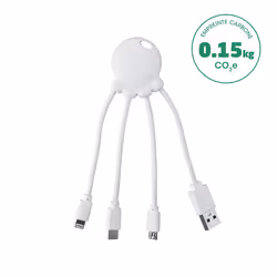 BIG BEN XOOPAROCTOBDRPWHT, Blanc, USB A, Micro USB + Lightning + USB C, 0,1 m, Mâle, Mâle