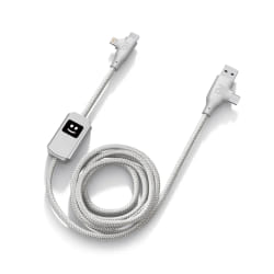 Câble Allure USB A+C / USB C & Lightning 3A 1m Power Delivery Gris Clair - Certifié GRS Xoopar