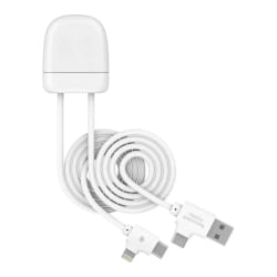 Câble Ice-Tag USB A+C / USB C & Lightning 3A 1m Power Delivery Blanc - Certifié GRS Xoopar