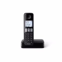 Philips D2501B/34, Téléphone DECT, Combiné filaire, Haut-parleur, 50 entrées, Identification de l'appelant, Noir