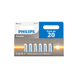 Piles Philips lot de 20 piles aa alcalines aa 1,5V (LR06)