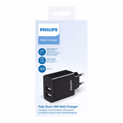 Philips DLP2610/12 chargeur d'appareils mobiles GPS, Smartphone, Tablette Noir Secteur Charge rapide Intérieure