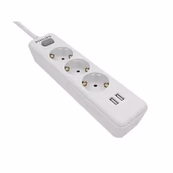 Philips SPN3032WA/10, Commutable, Blanc, 3 sortie(s) CA, Type F, Type F, 2 m