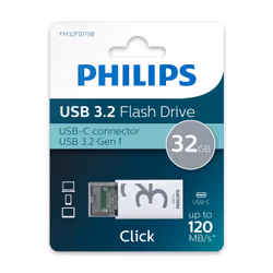 Philips Click lecteur USB flash 32 Go USB Type-C 3.2 Gen 1 (3.1 Gen 1) Transparent, Blanc - Vue supplémentaire 5