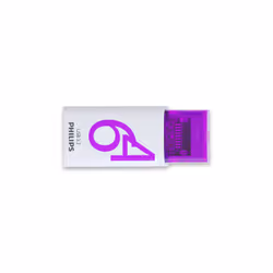 Philips Click, 64 Go, USB Type-C, 3.2 Gen 1 (3.1 Gen 1), 120 Mo/s, Casquette, Violet, Blanc