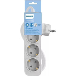 Philips - Power Strip CHP2134G/10 - Power Strip 3 prises de Current, Cable 1.5 Metres, Main Switch, Includes Automatic Safety Lock, led Indicator de