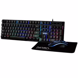 NASA PEGASUS3IN1, Avec fil, USB, Clavier à membrane, QWERTY, LED, Noir
