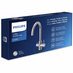 Design classique avec large bec en C pivotant Eau filtrée sans avoir à percer de trous 3-en-1 Chromé Compatible avec des filt ...