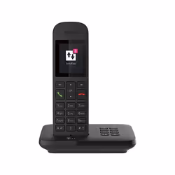 Telekom Sinus A12, Téléphone analog/dect, Combiné sans fil, Haut-parleur, 100 entrées, Noir