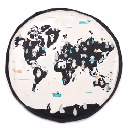 Play&amp;Go Worldmap/Stars, Sac de rangement de jouets, Noir, Blanc, Garçon/Fille, Image, Rond, Coton, Polyester