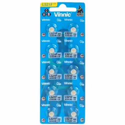 Pile bouton alcaline - Vinnic - L521F - 1.5 V - Blister de 10 pièces - 58 mm x 21 mm