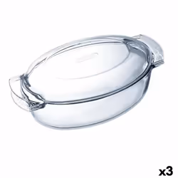 Pyrex Plat de Four Classic Avec couvercle Ovale 39 x 23 x 15 cm Transparent verre (3 Unités) - TU