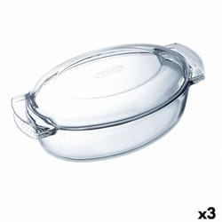 Pyrex Plat de Four Classic Avec couvercle Ovale 39 x 23 x 15 cm Transparent verre (3 Unités) - TU