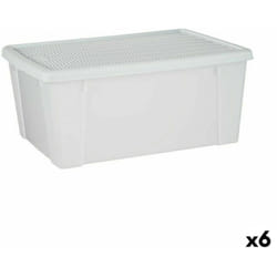 Stefanplast - Boîte de rangement deavec couvercle elegance white plastic 29 x 17 x 39 cm (6 pièces)