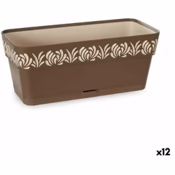 Stefanplast - Jardinière auto-arrosante gaia brown plastic 13,3 x 12,3 x 29,3 cm (12 pièces)