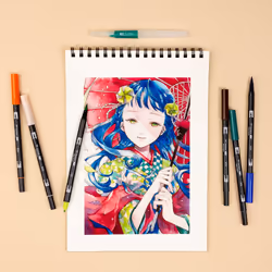 Tombow ABT Dual Brush Pen Watercolor Manga Set Bird
