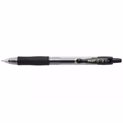 Pilot Gelroller G-2 0.7, Stylos rétractables à encre gel, Noir, Noir, Transparent, Plastique, Moyen, Rond
