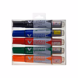 Pilot V-Board Master, 5 pièce(s), Noir, Bleu, Vert, Orange, Rouge, Pointe biseautée, Couleurs assorties, Plastique, Rond