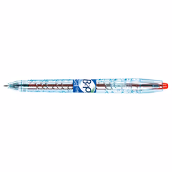 Pilot B2P Gel, Stylo à bille retractable avec clip, Rouge, Transparent, Rouge, Plastique, 0,5 mm, 0,32 mm