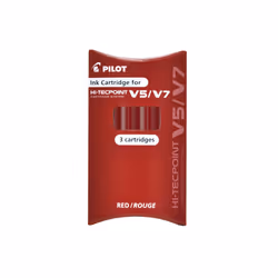 Pilot V5/V7, Rouge, Moyen, Rouge, Métal, Style à bille, Présentoir d'affichage