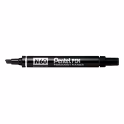 Pentel N 60, Noir, Pointe biseautée, Noir, Aluminium, 3,9 mm, 5,5 mm
