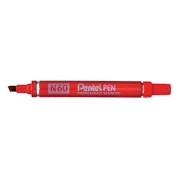 Pentel N 60 marqueur indélébile Pointe biseautée Rouge 12 pièce(s)