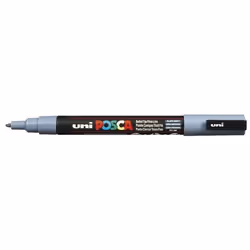 POSCA uni PC-3M, 1 pièce(s), Gris, Pointe ogive, Noir, Gris, Plastique, Polypropylène (PP), 0,9 mm