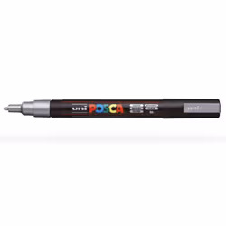POSCA PC3M AR, 1 pièce(s), Argent, Pointe fine, Noir, Rectangle, 0,9 mm