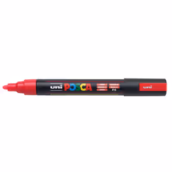 POSCA PC-5M Rouge Fluo, Rouge, Multicolore, Fluorescent Red, 1 couleurs, Moyen, Encre à base d'eau