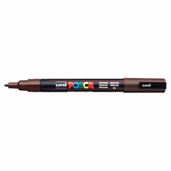 POSCA PC-3M Marron foncé, Marron, Multicolore, Dark brown, 1 couleurs, Fin, Encre à base d'eau