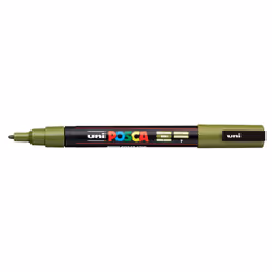 POSCA PC-3M Vert Kaki, Vert, Kaki, Multicolore, 1 couleurs, Fin, Encre à base d'eau, Pointe ogive