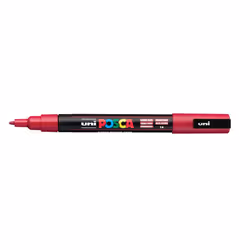 Uni-Ball Paint PC-3M, Rouge, Rouge, Dark Red, Fin, Pointe fine, Rond