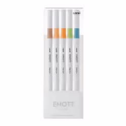 Uni-Ball Emott No.6, 5 pièce(s), Beige, Bleu, Vert clair, Orange, Couleurs assorties