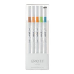 Uni-Ball Emott No.6 marqueur 5 pièce(s) Beige, Bleu, Vert clair, Orange