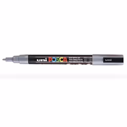 POSCA PC3M G, 1 pièce(s), Gris, Fibre tip, Noir, Rond, 0,9 mm