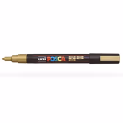 POSCA PC3M OR, 1 pièce(s), Or, Pointe fine, Noir, Rond, 0,9 mm