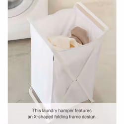 Yamazaki - Panier à Linge Pliable Blanc - H64 cm - Blanc