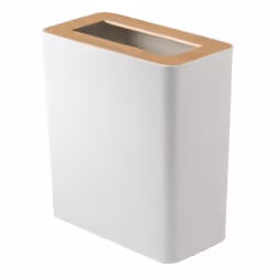Yamazaki Poubelle, 10 L, Rectangulaire, Acier, Bois, Blanc, Bois, Manuel, 150 mm