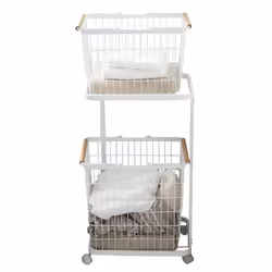 Chariot à linge - Noname - 2 étages - Blanc - Contemporain - Accessoires de buanderie
