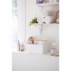 Yamazaki Favori Boîte de rangement Rectangulaire Polypropylène (PP), Bois Blanc