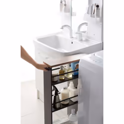 Yamazaki 3628 étagère et rangement pour salle de bain Noir Acier, Bois