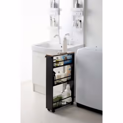 Yamazaki 3628 étagère et rangement pour salle de bain Noir Acier, Bois - Vue supplémentaire 4