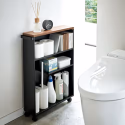 Yamazaki 4307 étagère et rangement pour salle de bain Noir Acier, Bois