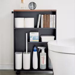 Yamazaki 4307 étagère et rangement pour salle de bain Noir Acier, Bois - Vue supplémentaire 4