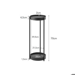Support pour plantes - Noir - Acier - 2 niveaux - Sur roulettes - Décoratif
