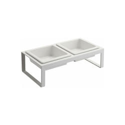 Double gamelle design surélevée pour chat Tower blanc